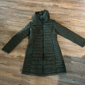 Lightweight trench coat style puffer jacket